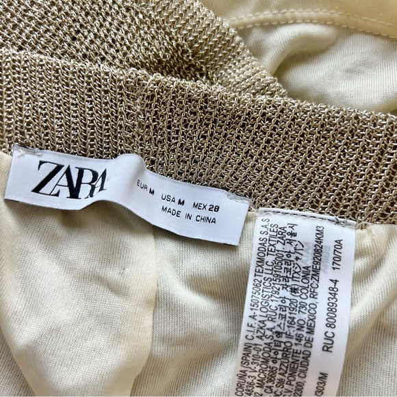 ZARA • 2PC SET!! • gold metallic knit short set with hooded top  • M - Picture 3 of 4